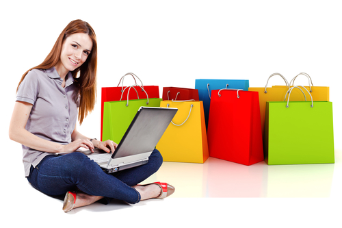 OnlineShopperWithLaptop and ShoppingBags