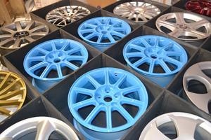 Vibrant blue wheels 