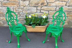 Cast Iron garden chairs RAL6001.