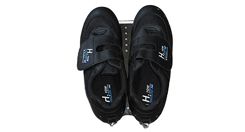 Pair of H2Row shoes on a CDRS Carbon stretcher board