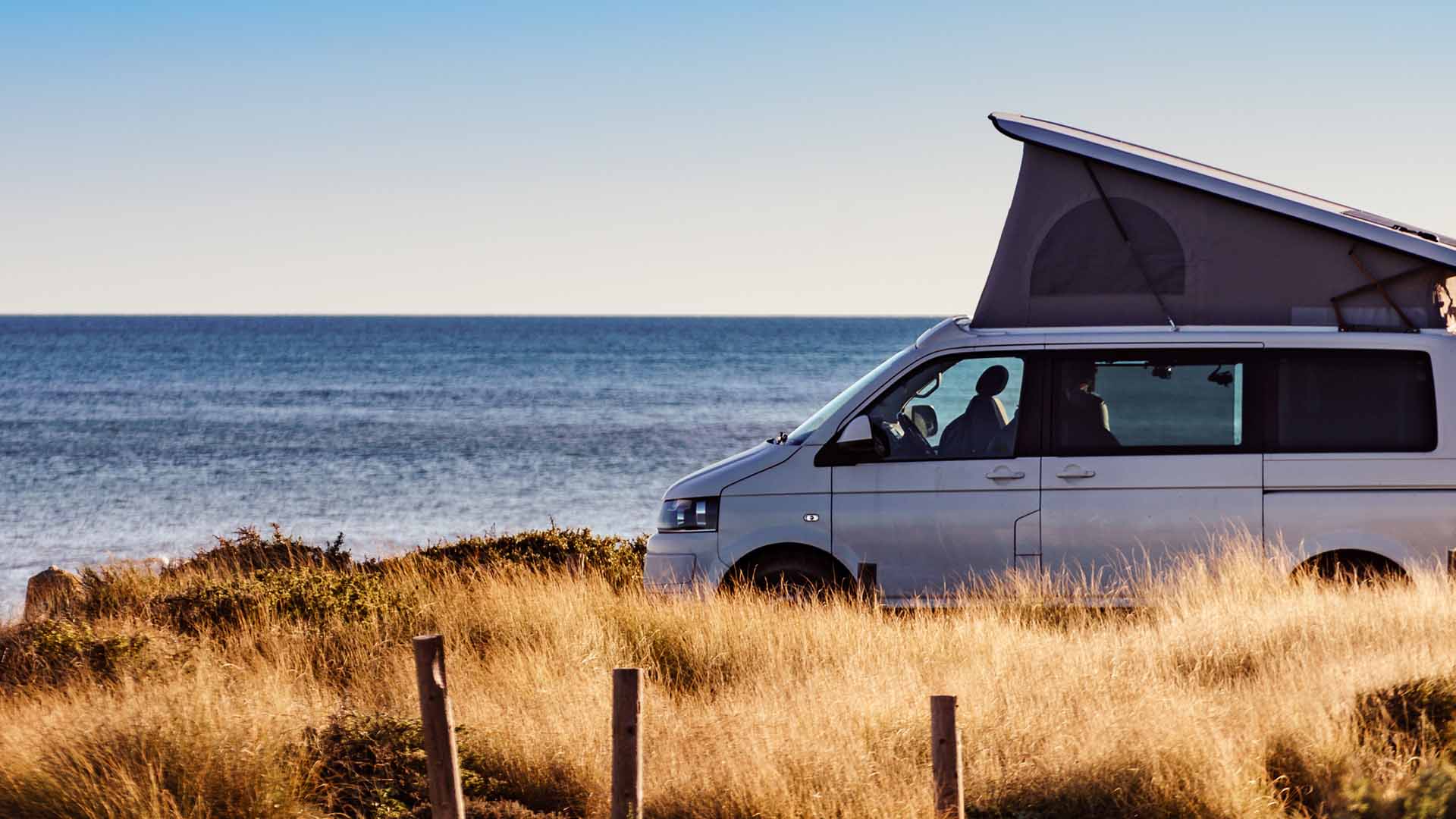 Camper van with roof top tent