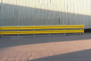 Double Crash Barrier in Yellow with Hand Rail