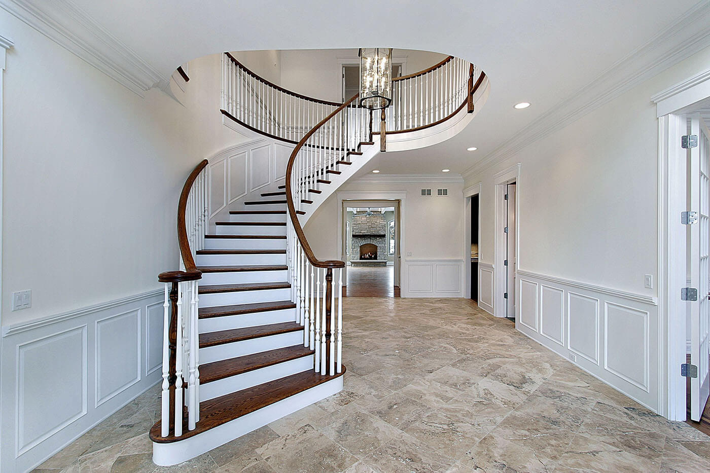 brown stone flooring