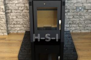 We can supply hearths, pictured is a highly polished smooth granite hearth - please call to discuss options. A retangular hearth with curved front corners, giving a softer looking finish.  