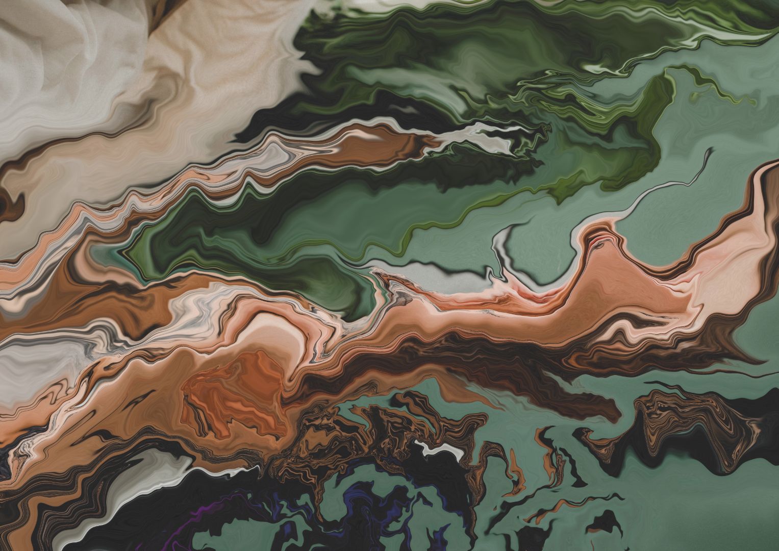 abstract liquid swirls of brown green