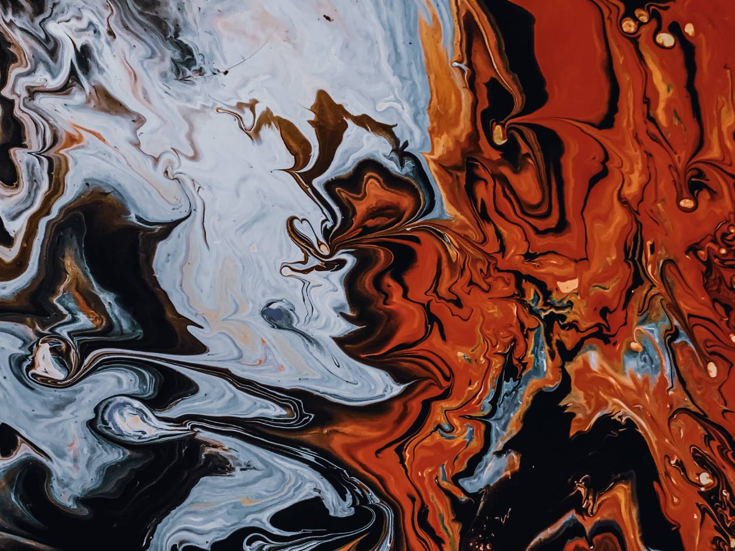 abstract swirls of orange black