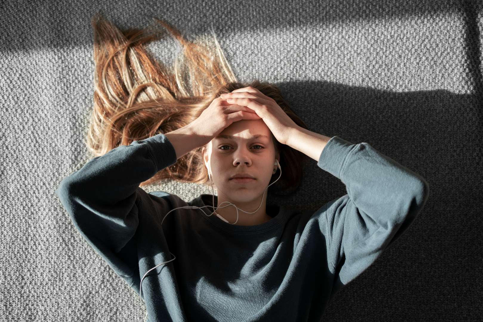 sad young woman home