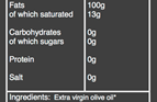 organic Extra virgin olive oil nutritional information