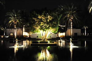 The Chedi water gardens at night