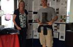 Richard Lovering with 1st Keelboat Trophy - the famous Dubarry boot - Glyn Charles Pursuit Race 2014