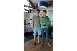 James Rusden and Will Rusden with 2nd place Trophy, Glyn Charles Pursuit Race 2014