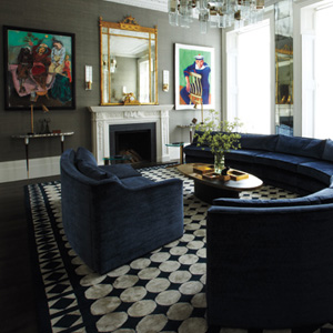 Antiqued mirror glass feature wall