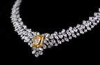 Diamond and yellow sapphire custom made necklace