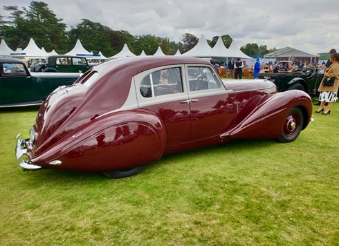 The completed 1939 Bentley Corniche at Blenheim Palace, featuring coachwork recreated by Ashley & James Coachbuilding for Bentley Motors.