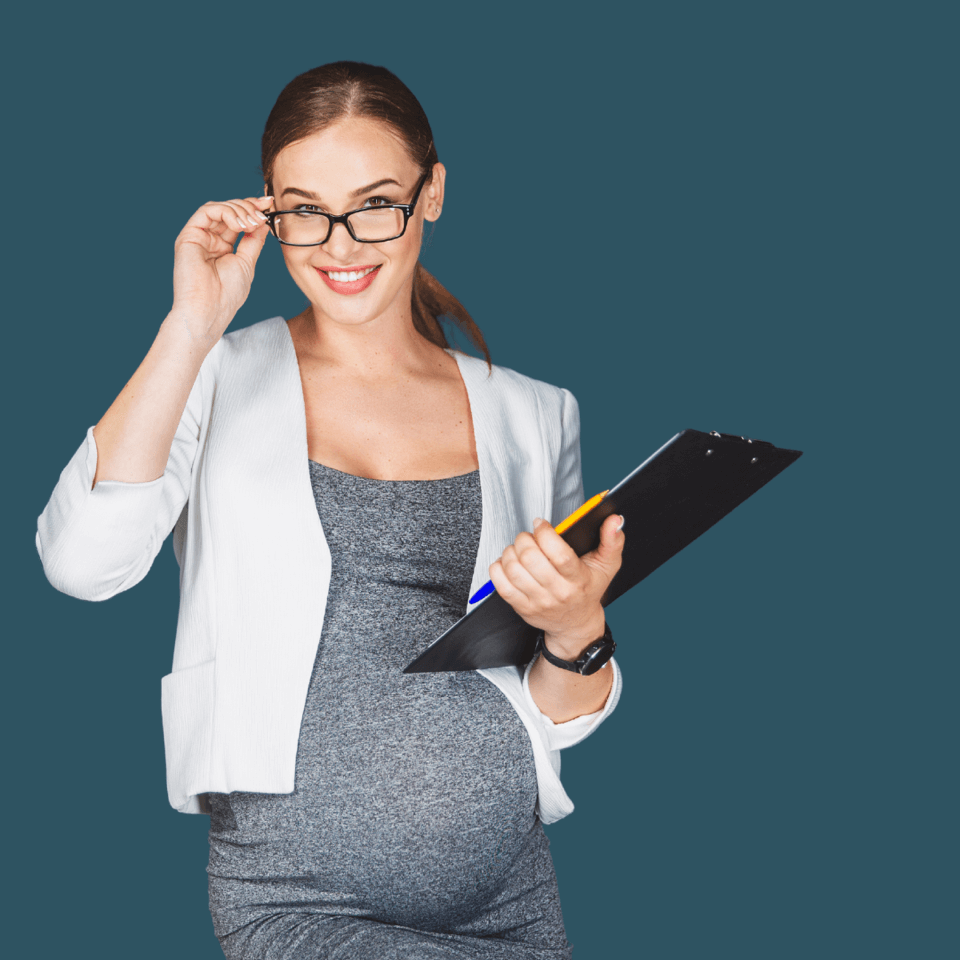pregnant woman in glasses