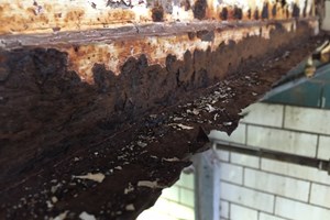 Steel work loss of section measuring, close up