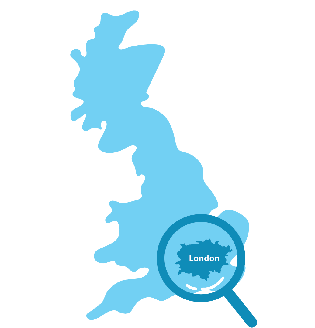 Uk map illustration, focused on London