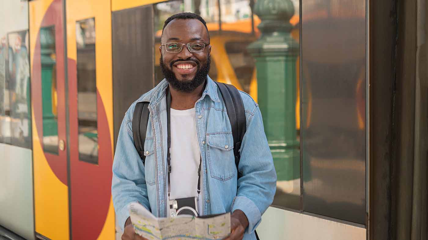 Man at train station