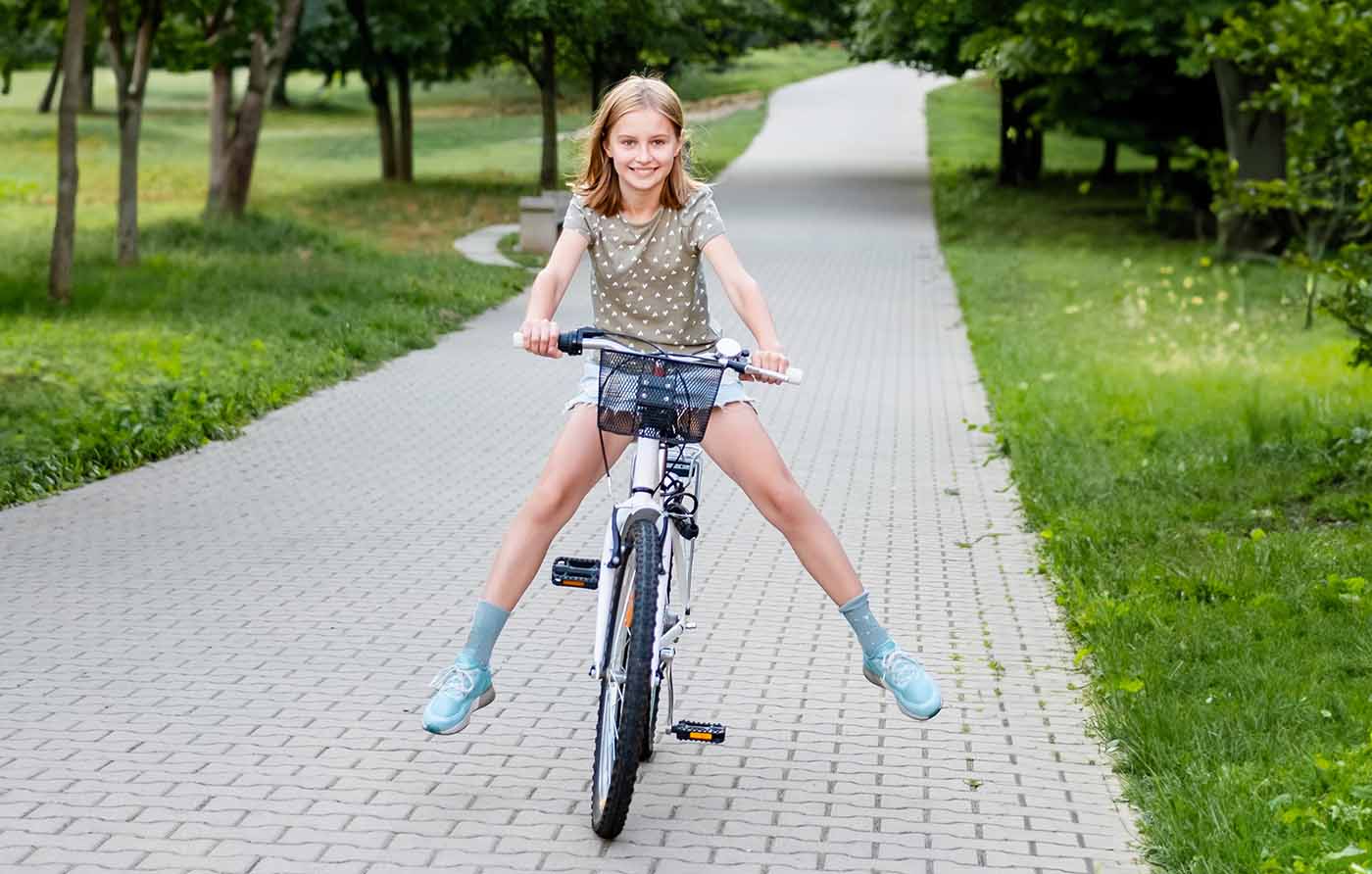Young girl on a bike