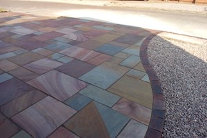 Indian sandstone driveway in Wirral, colour rippon buff.
