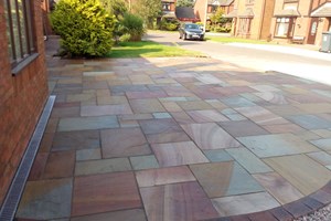 Indian sandstone driveway in Wirral, colour rippon buff.