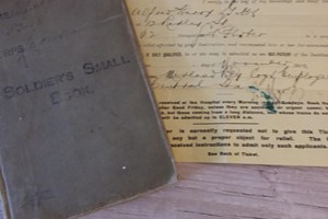 Soldier's Small Book
Alfred Harry Gibbs, 8348
Attestation 23 April 1908
Leicestershire Regiment
(Believed to be a prisoner of war-World War One)
£50.00 including postage
