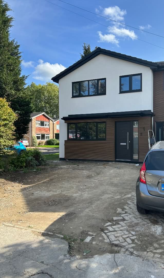 house front with black door