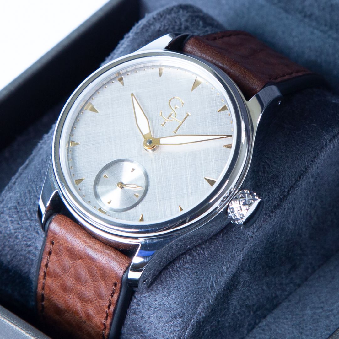 Sh watch silver gold brown leather