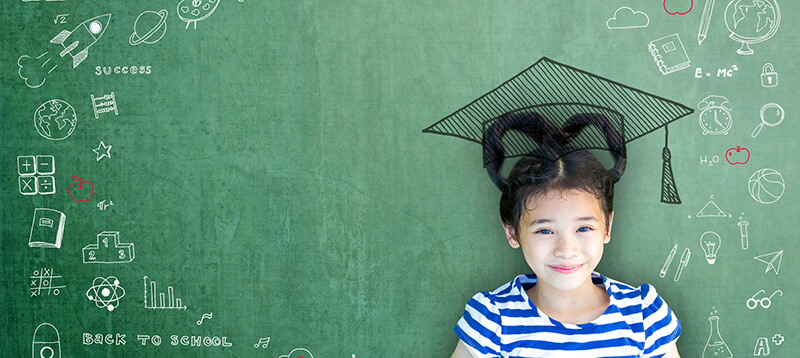 young girl with mortarboard