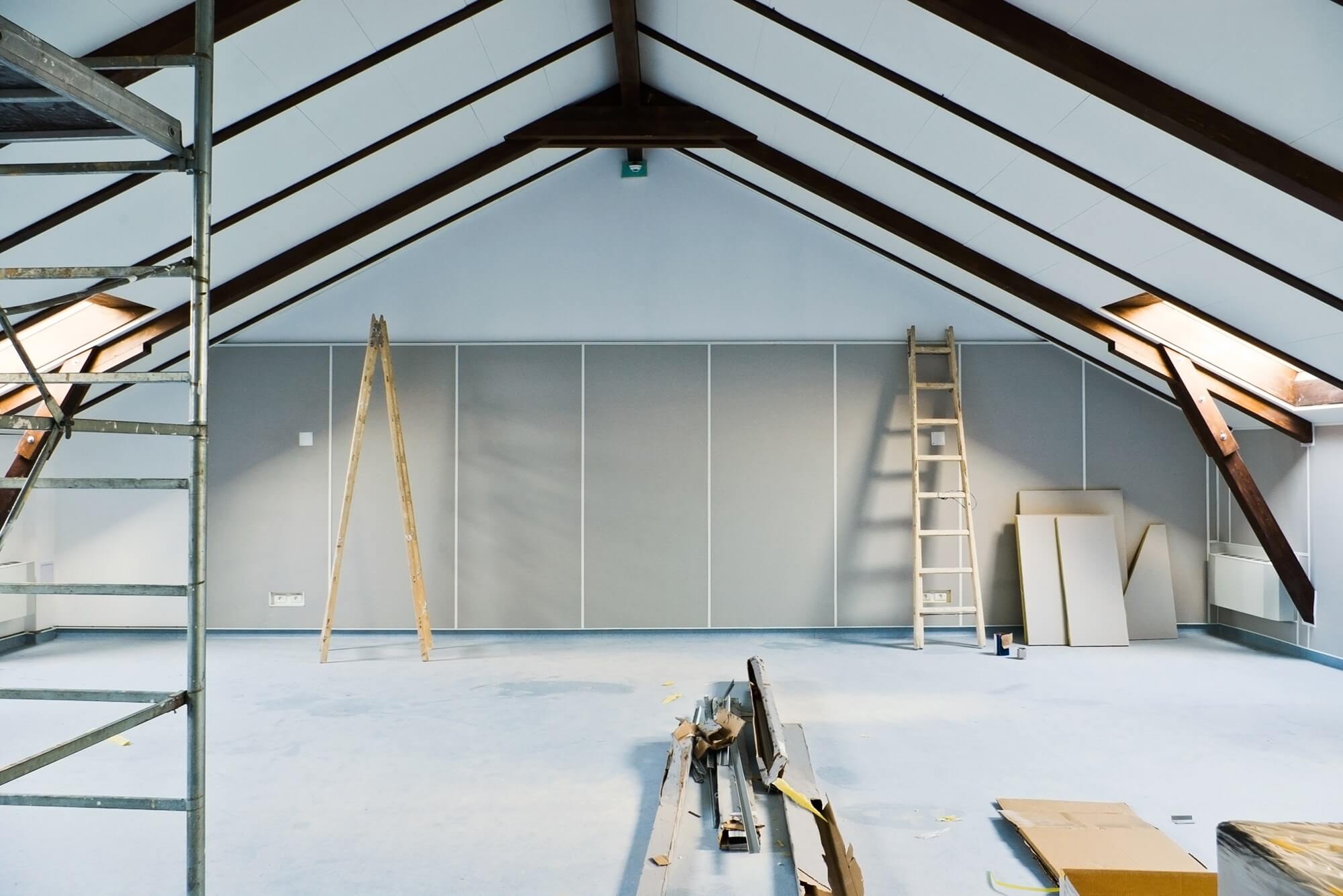 grey room with ladders
