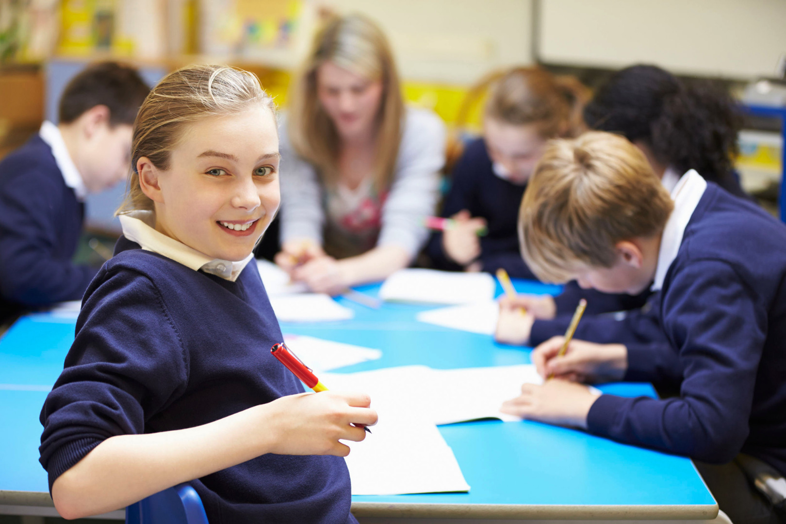 teenager in classroom