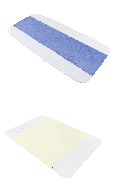 Swift® In-Bed Repositioning System showing the Ultraslide® Bottom Sheet (Blue) and Swift®Slider (Yellow)