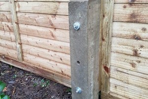 Expert fence post repair costs include a concrete repair spur, rot treatment, coach bolts, tools used, waste costs or hired, travel etc. £95 is a local expected cost from a fence post repair specialist.