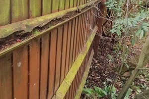 Fence rail repairs repairing is done one rail at a time by removing the nails attaching the palisade boards, rail & wooden uprights. The rail can then be removed, replacement fitted and reassembled.