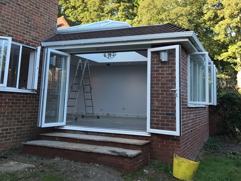 kitchen extension being added to house in Hampshire
