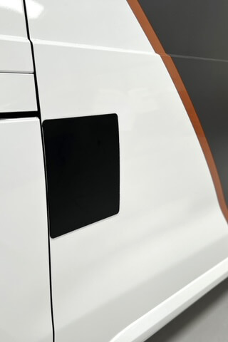 External shield on white van