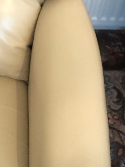Celebrity, Leather finish repair on worn arm of armchair, after