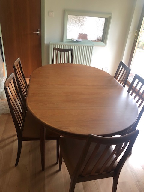 Ercol, Water damage and Complete re-polish of dining table, after