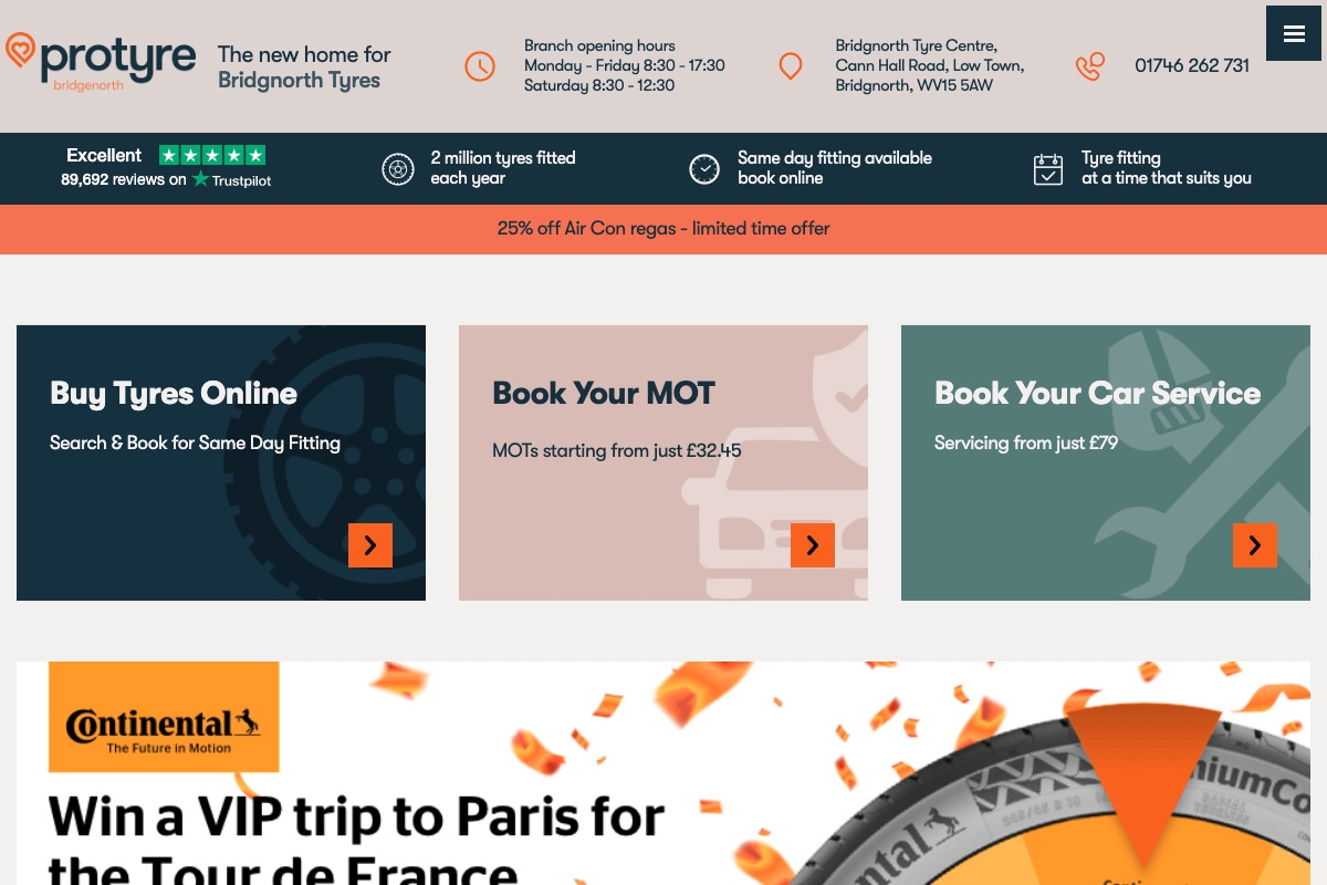 Contact us for Tyre, MOT, Servicing and MOT Bridgnorth | Tyres Bridgnorth