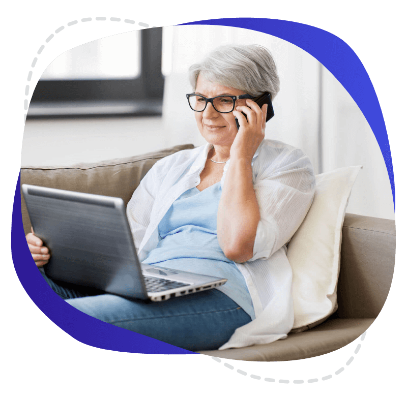 Elderly lady using technology | Crescent Community Care