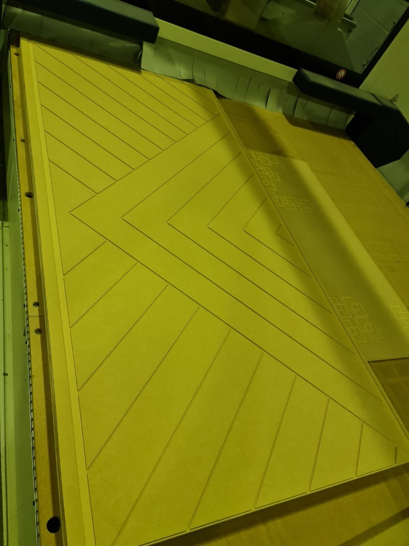 Pocket slide doors being cut