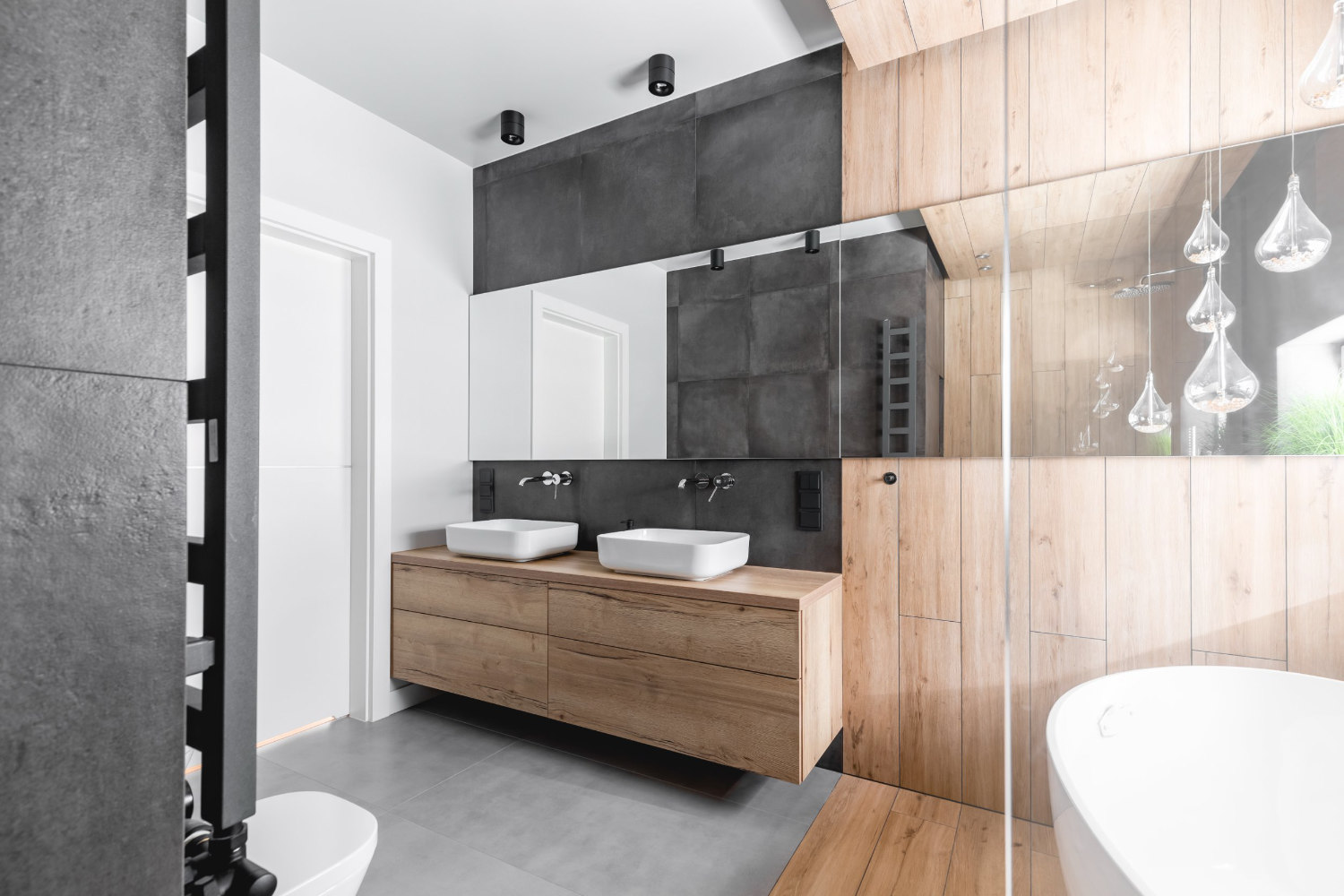 bespoke bathroom design with two sinks