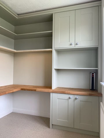 home office bespoke panels in white and wooden finish