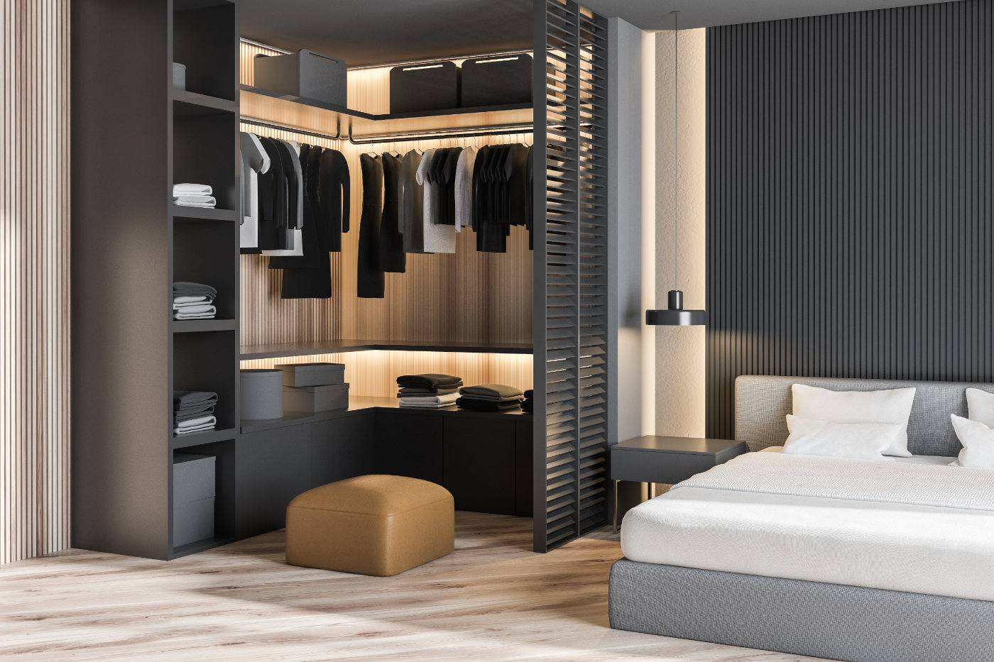 walk-in closet example in a bedroom