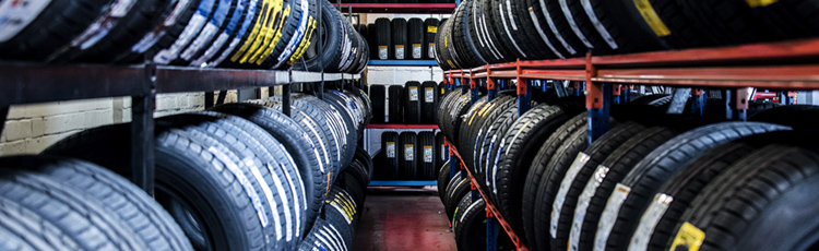 tyres on shelves