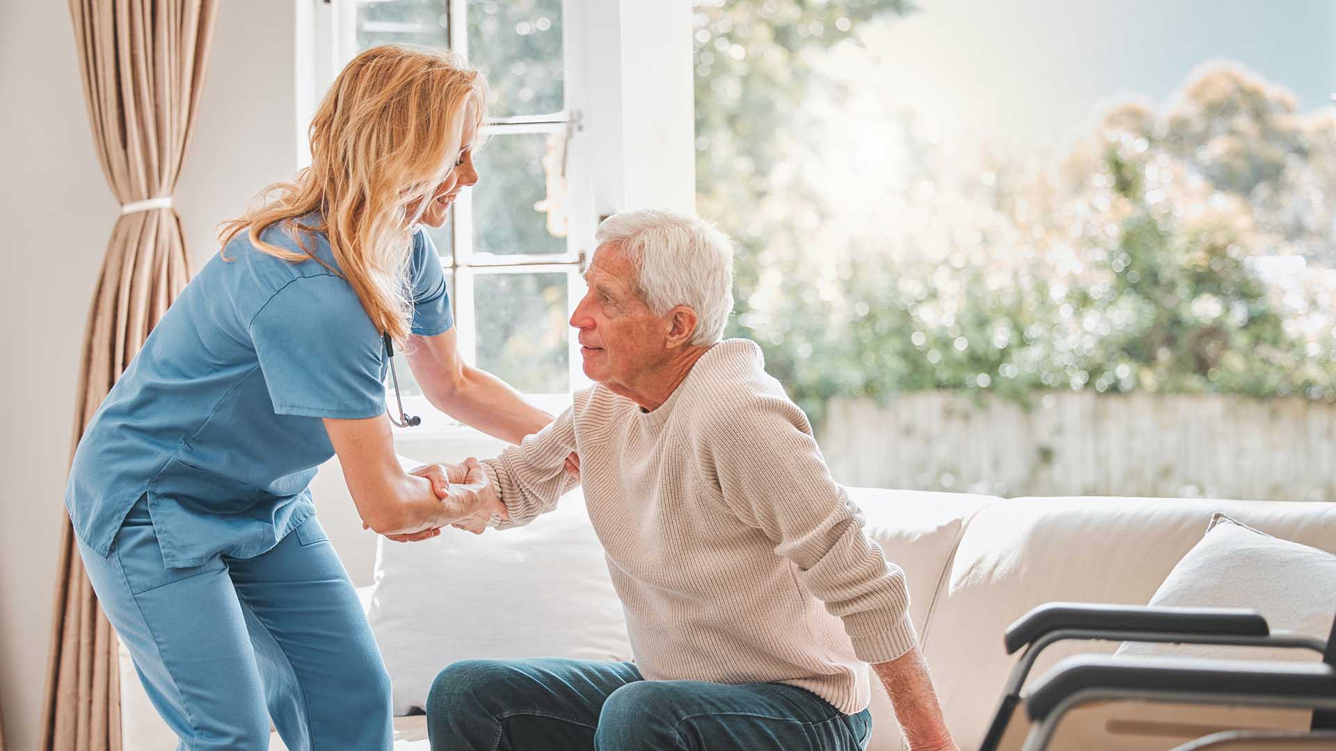 Nurse caring for a senior woman