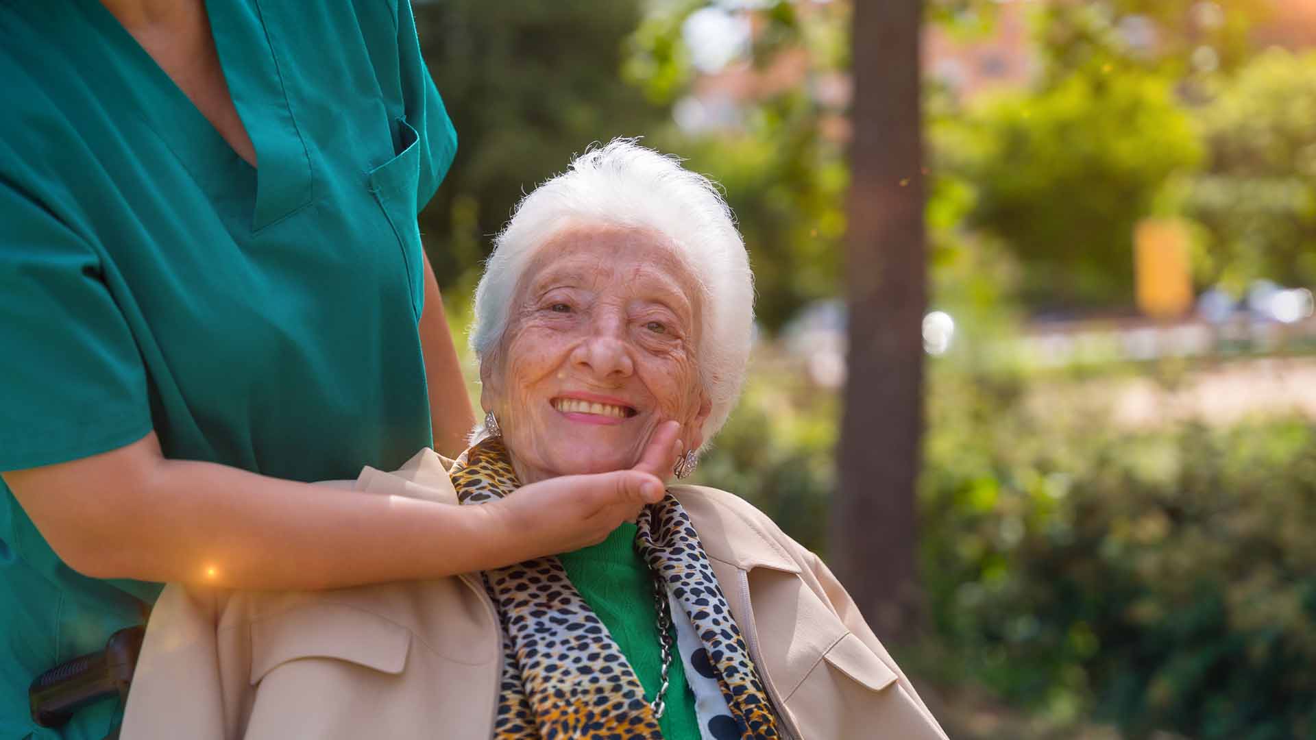 Cute old woman on a walk