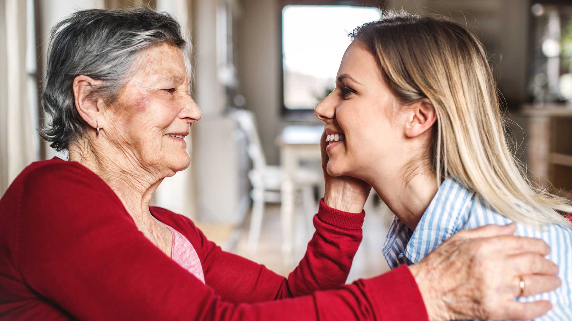 Nurse caring for a senior woman