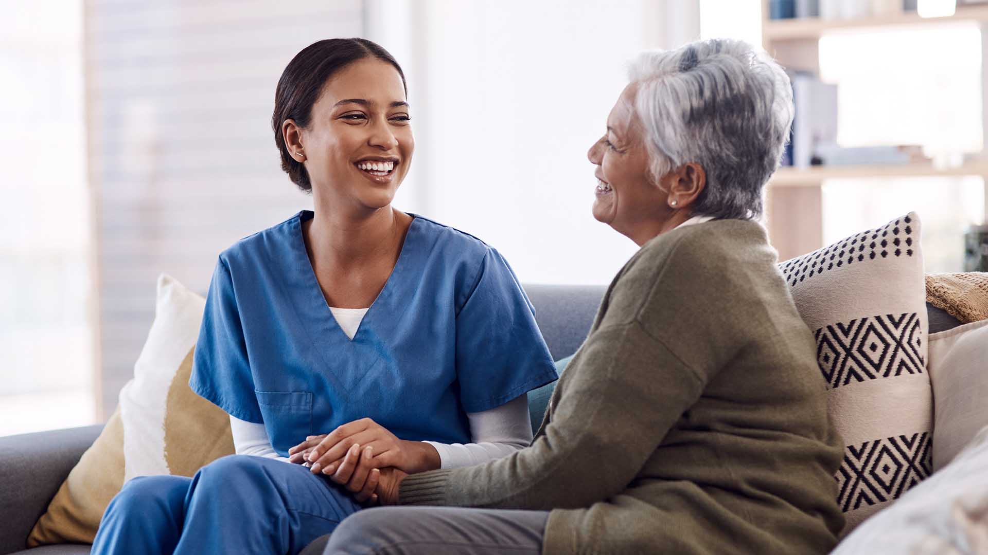 Nurse caring for a senior woman