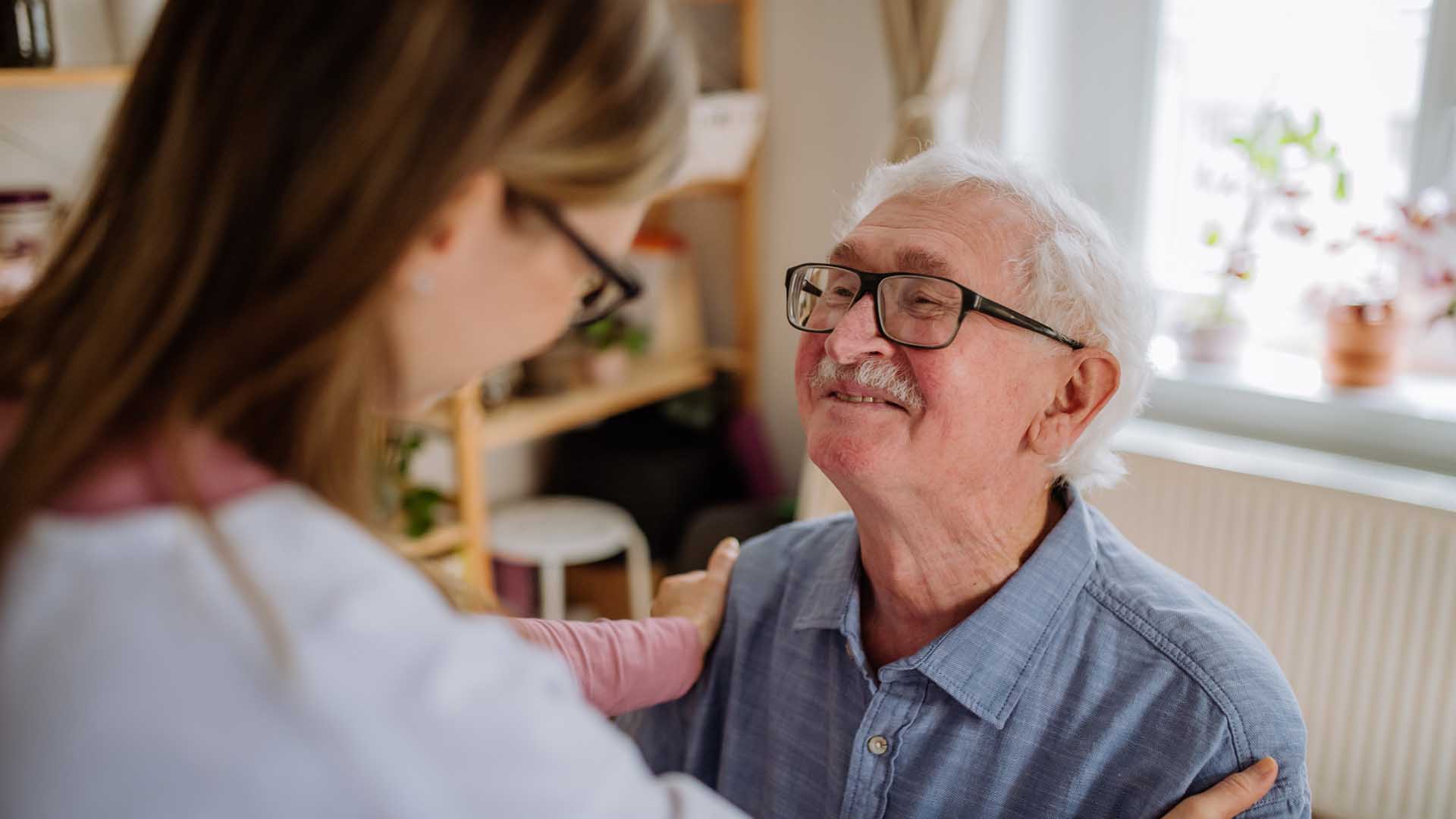 Nurse caring for a senior woman